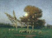 William Bromley Early Moonrise in September oil on canvas